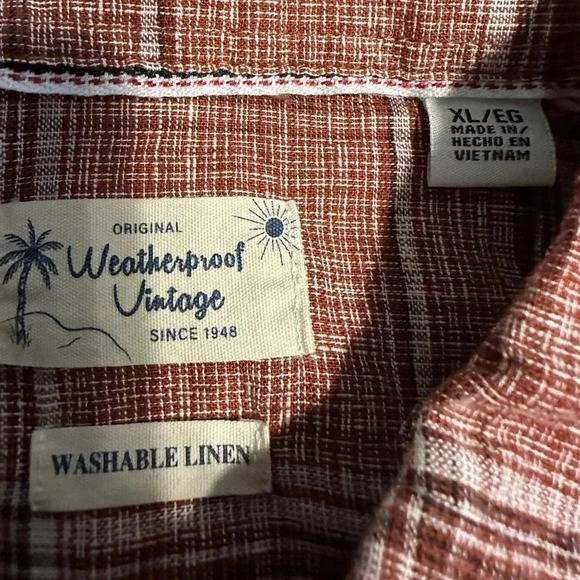 Weatherproof Vintage Linen Button Down Men’s Size XL Washable Short-sleeved - Picture 2 of 6